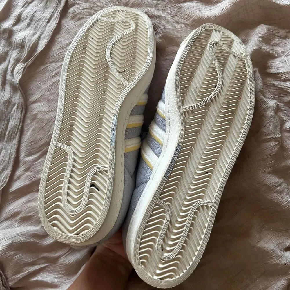 Adidas Superstar Grey Yellow Terry Cloth Sneakers Men’s Size 11